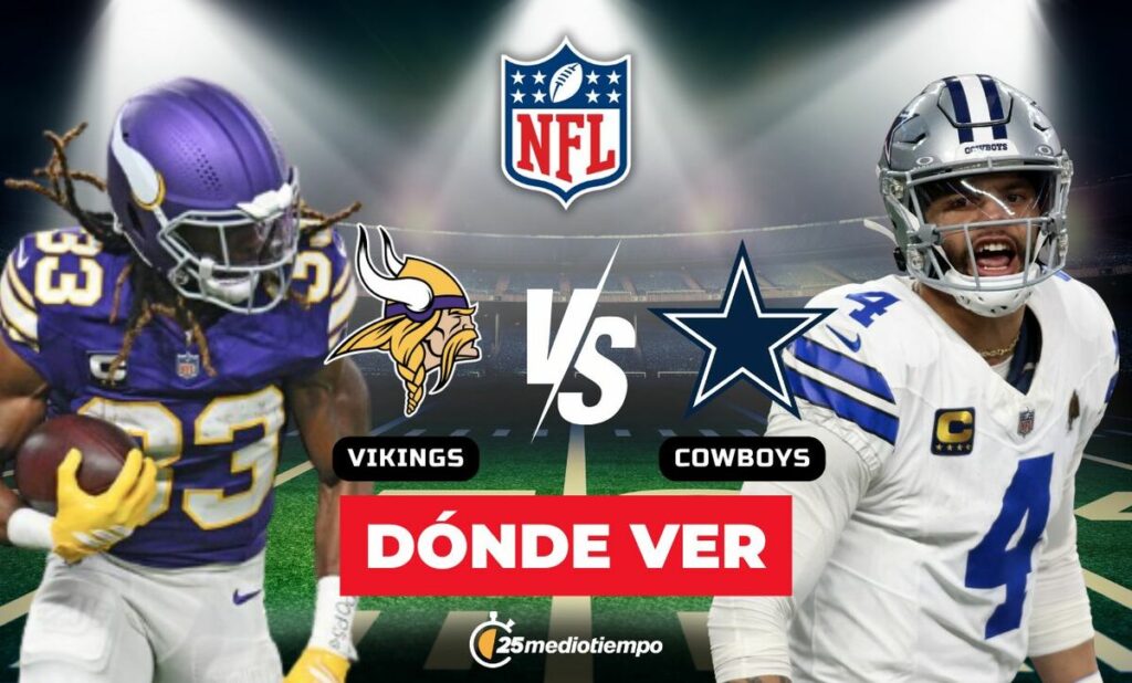 Vikings vs Cowboys: Hora y Dónde Ver EN VIVO el Sunday Night Football Semana 15 NFL
