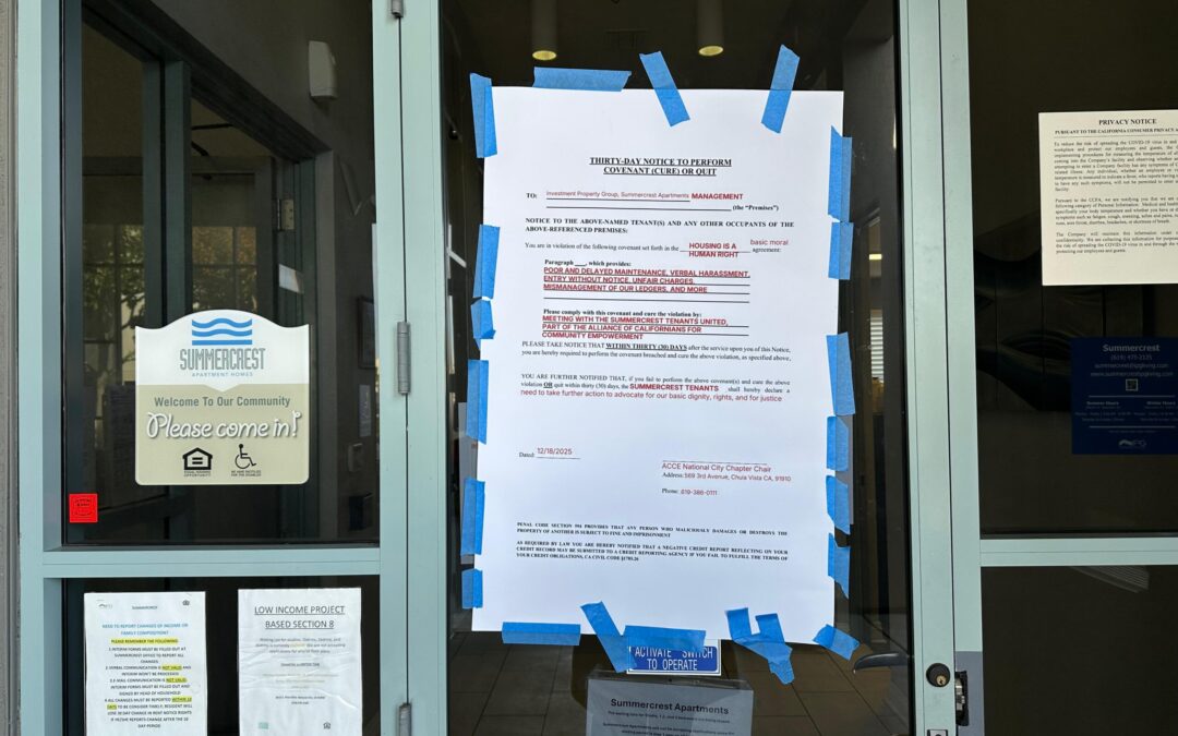 Protestas en National City por Mantenimiento Deficiente y Aumento de Renta en Apartamentos